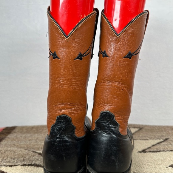 Anderson Bean Black and Brown‎ Leather Cowboy Boots round toe - Picture 12 of 13